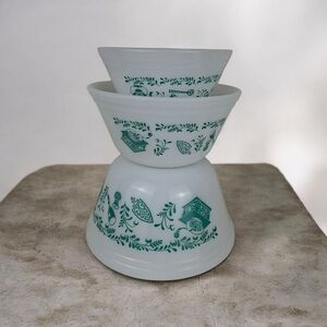 Vintage Federal Milk Glass Nesting Mixing Bowls American Homestead 8" 7" 6"